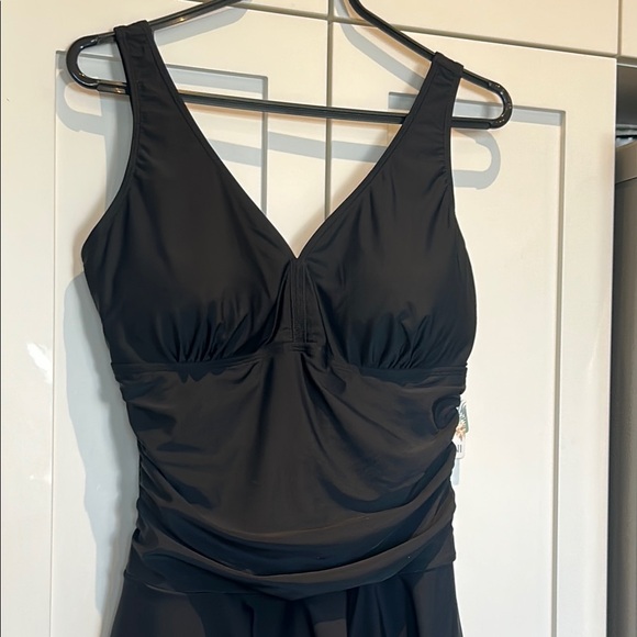 Shekini One Piece Dress Ruched Swimsuit Retro Black size L - Picture 3 of 12